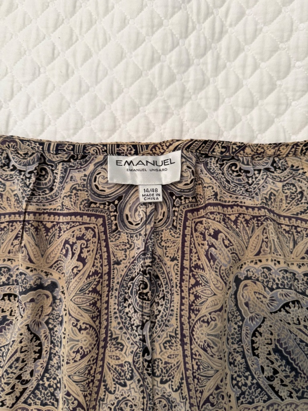 Vintage 90s Emanuel Ungaro 100% Silk Paisley Sarong Wrap Midi Skirt 14/48 - Picture 4 of 7